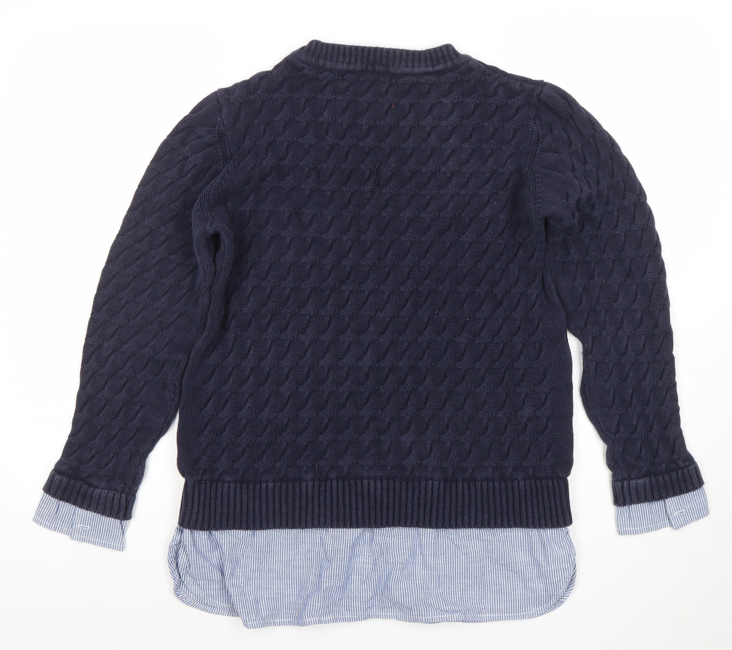 Next Women's Navy Cable-Knit Jumper UK 16 100% Cotton Crew Neck