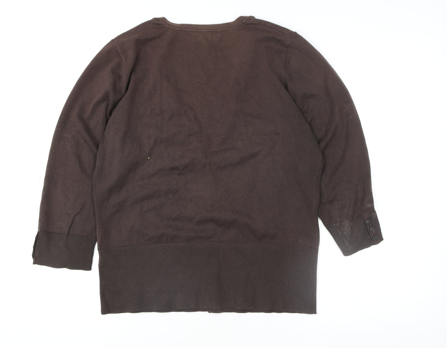 Monsoon Women Brown Knit Button-Up Cardigan Size 16 V-Neck