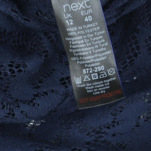 Next Womens Blue Lace 3/4 Sleeve Tunic Blouse Size 12