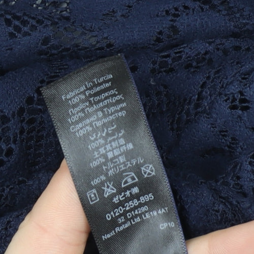 Next Womens Blue Lace 3/4 Sleeve Tunic Blouse Size 12