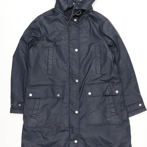 Marks and Spencer Per Una Womens Blue Hooded Parka Coat Size 14