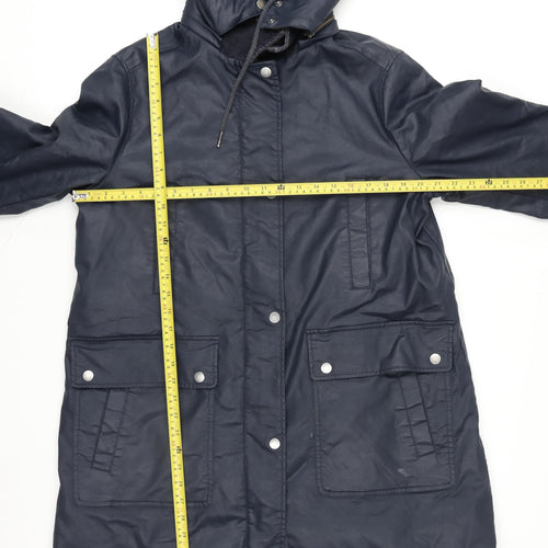 Marks and Spencer Per Una Womens Blue Hooded Parka Coat Size 14