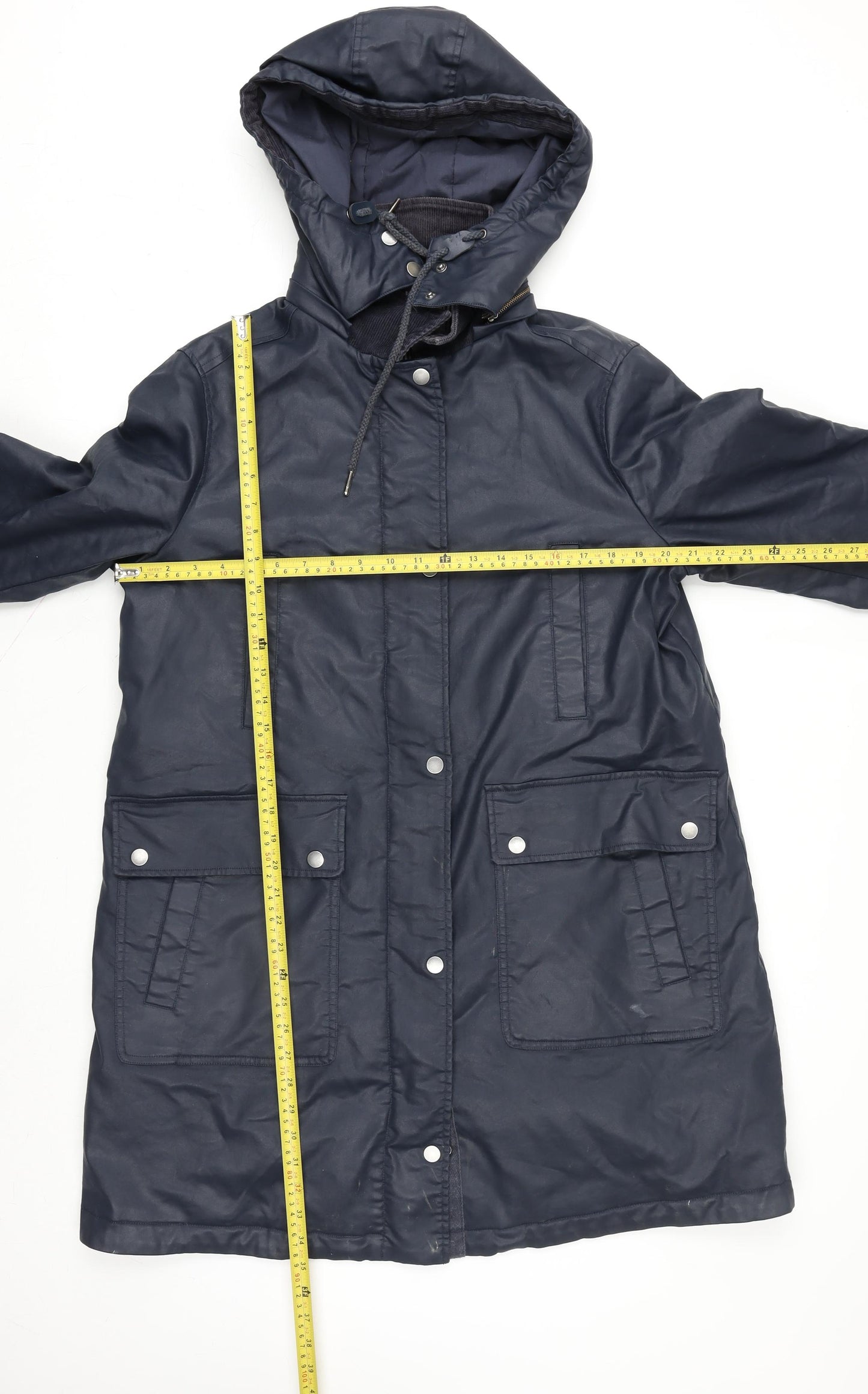 Marks and Spencer Per Una Womens Blue Hooded Parka Coat Size 14