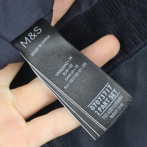Marks and Spencer Per Una Womens Blue Hooded Parka Coat Size 14