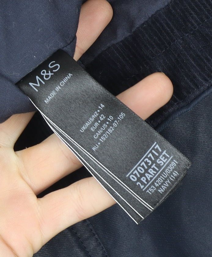 Marks and Spencer Per Una Womens Blue Hooded Parka Coat Size 14