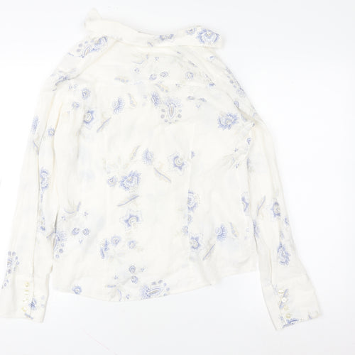 Marks and Spencer Women Multicoloured Floral Cotton Long Sleeve Blouse UK 16