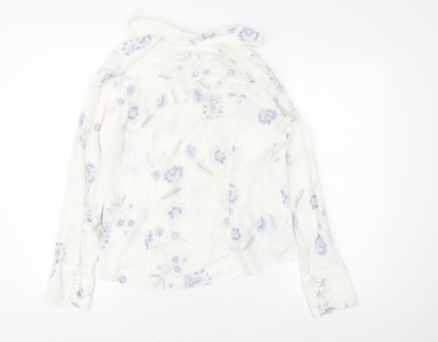 Marks and Spencer Women Multicoloured Floral Cotton Long Sleeve Blouse UK 16