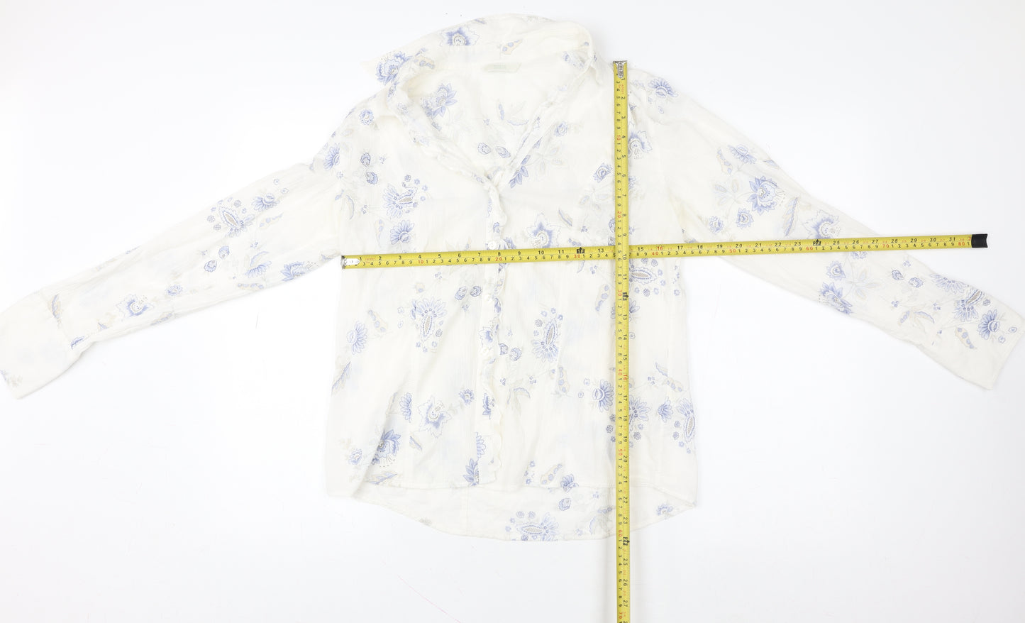 Marks and Spencer Women Multicoloured Floral Cotton Long Sleeve Blouse UK 16