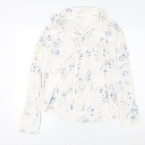 Marks and Spencer Women Multicoloured Floral Cotton Long Sleeve Blouse UK 16