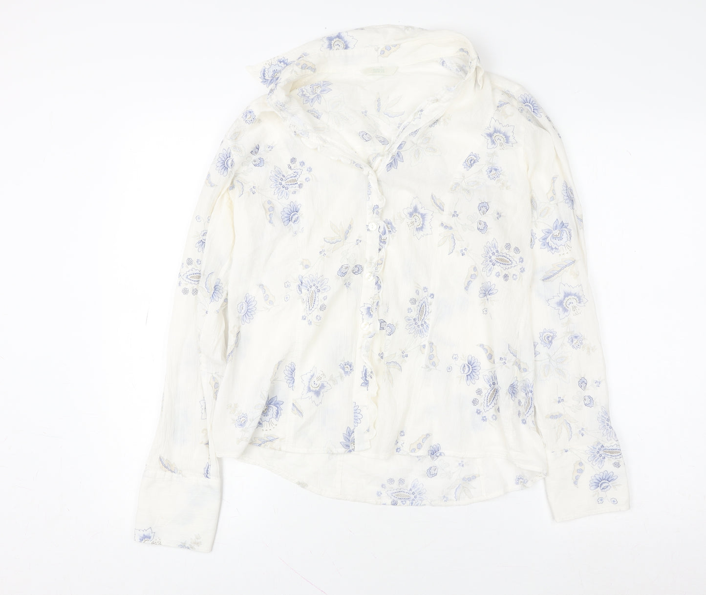 Marks and Spencer Women Multicoloured Floral Cotton Long Sleeve Blouse UK 16