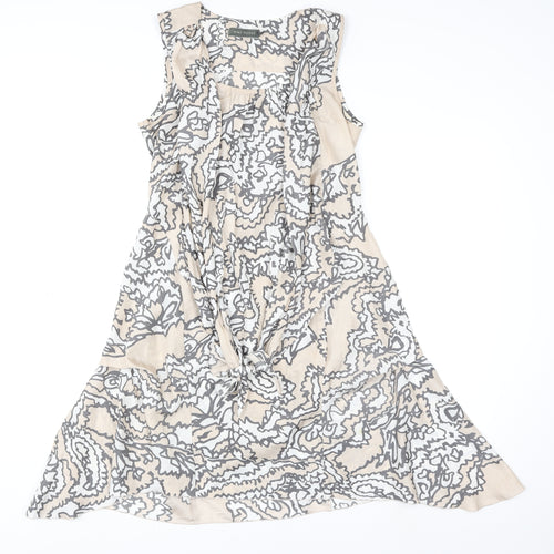 Mint Velvet Women's Beige Paisley Silk Shift Dress Size 10