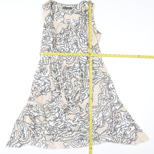 Mint Velvet Women's Beige Paisley Silk Shift Dress Size 10