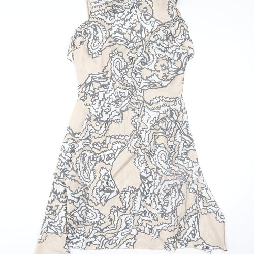 Mint Velvet Women's Beige Paisley Silk Shift Dress Size 10