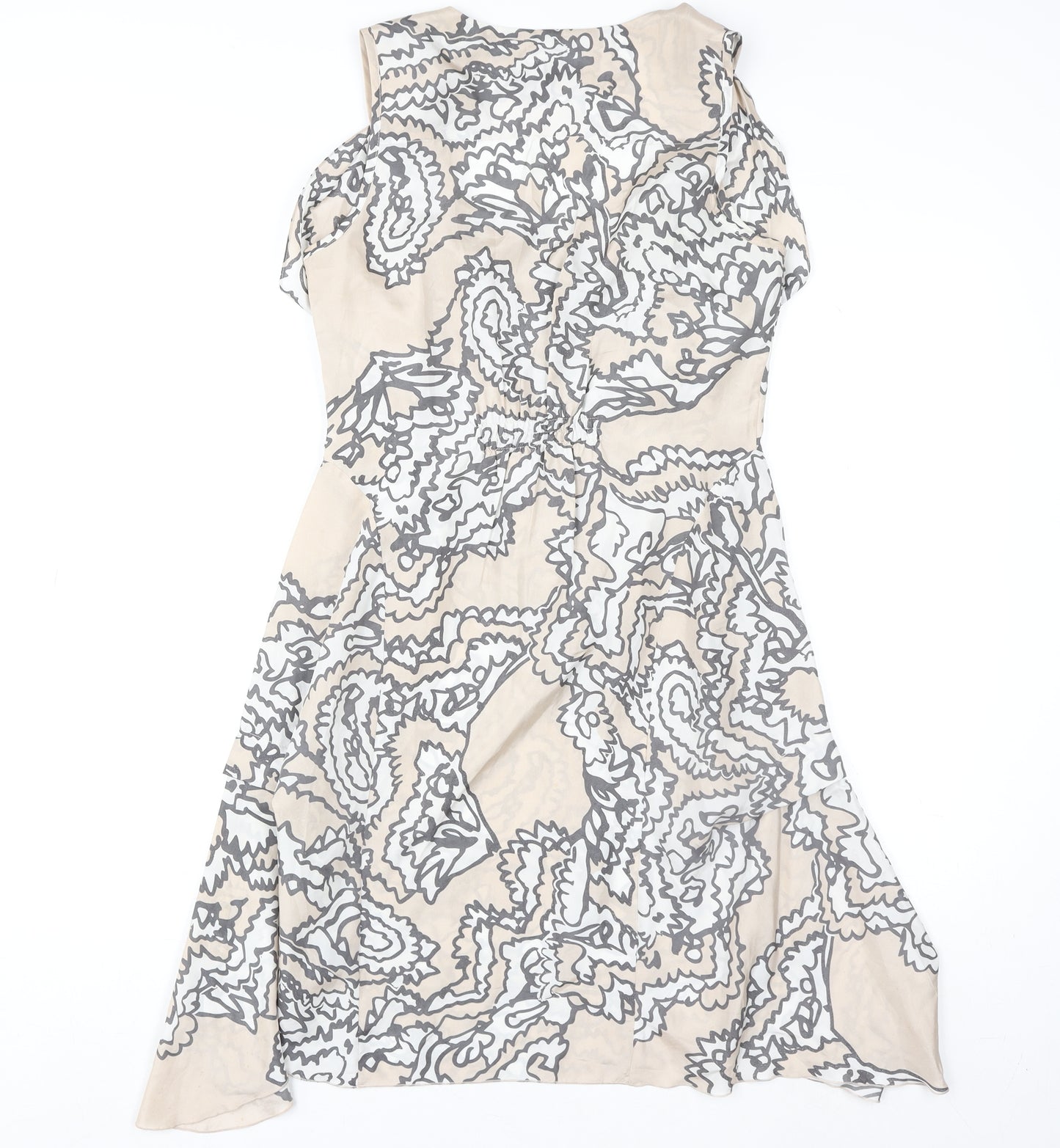Mint Velvet Women's Beige Paisley Silk Shift Dress Size 10