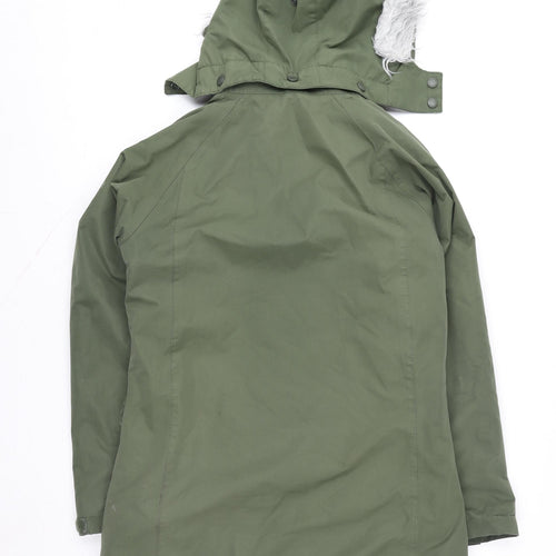 Trespass Girls Green Hooded Waterproof Parka Coat 11 Years Fleece Lined