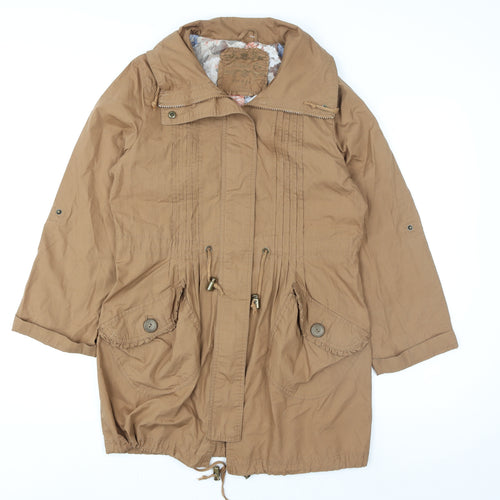 Denim Co Women's Brown Cotton Parka Coat Size 14