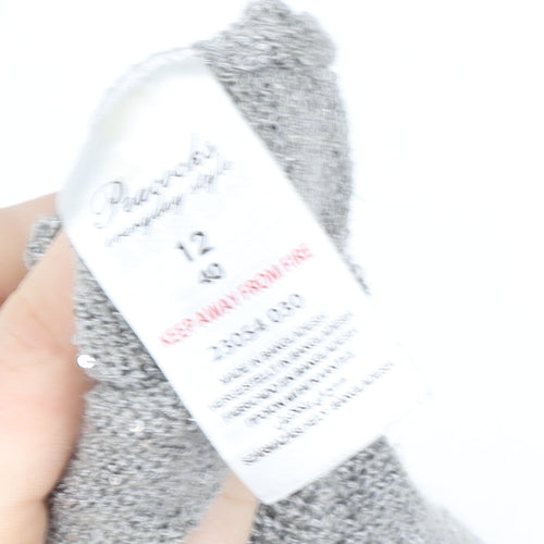 Peacocks Women Silver Cold Shoulder Sequin Knit Top Size 12