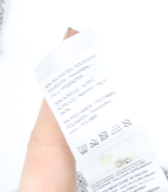 Peacocks Women Silver Cold Shoulder Sequin Knit Top Size 12