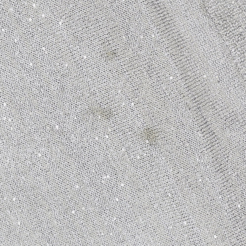 Peacocks Women Silver Cold Shoulder Sequin Knit Top Size 12