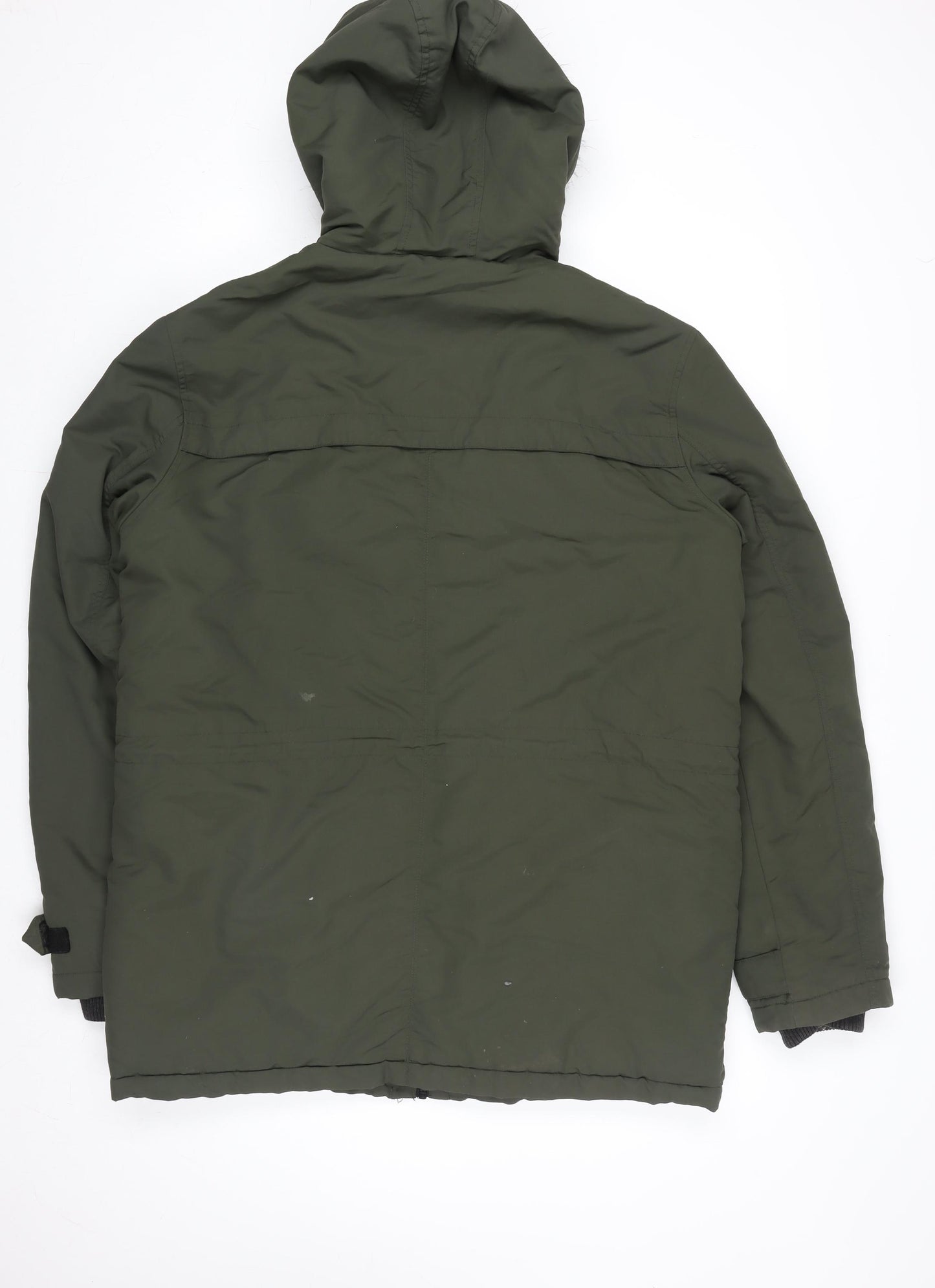 New Look Men Green M Parka Coat Hooded Faux Fur Trim Winter Jacket