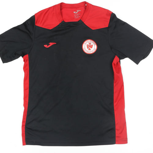 Joma Boys Black Red Football Activewear T-Shirt 8-10 Years Athletic Fit