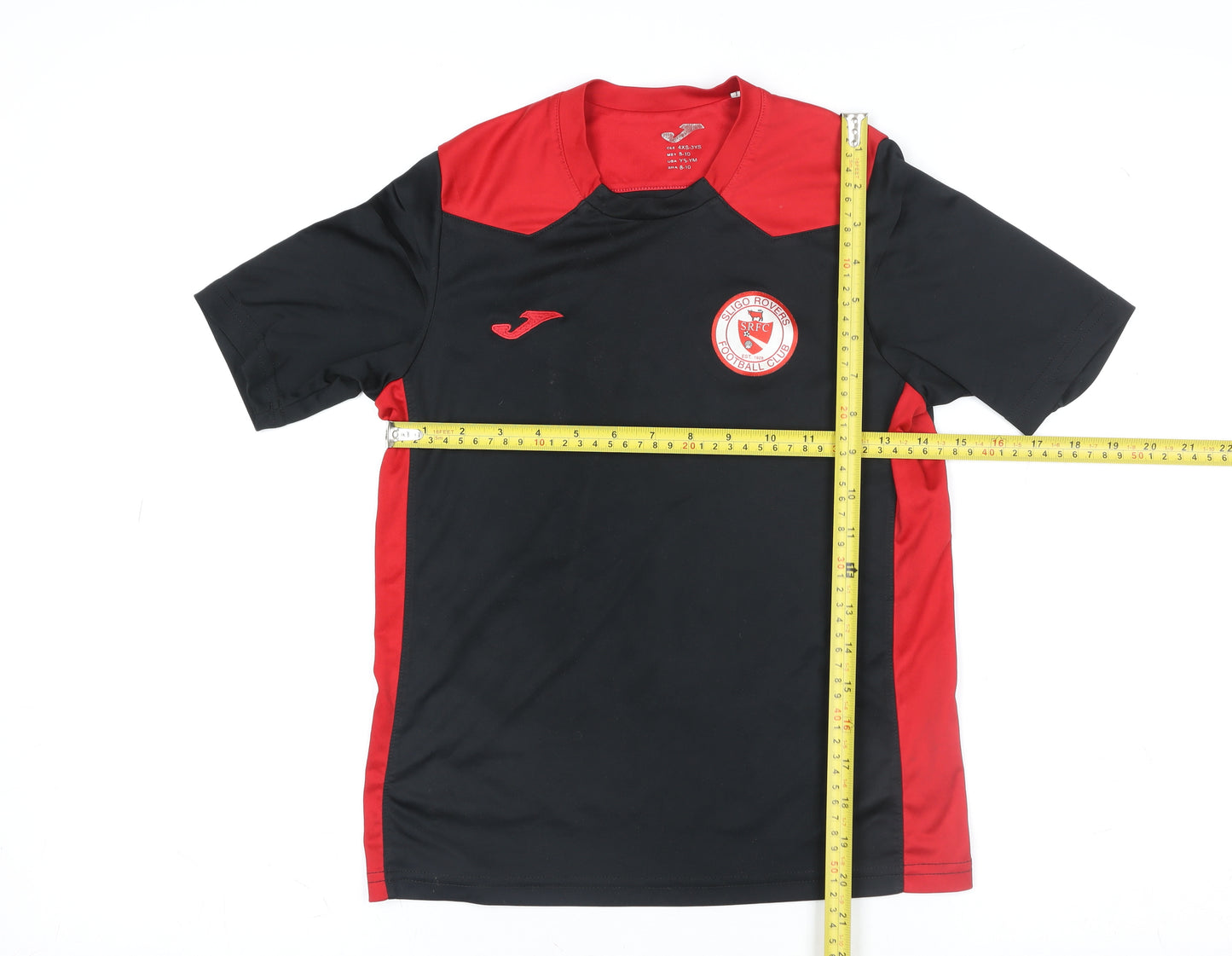Joma Boys Black Red Football Activewear T-Shirt 8-10 Years Athletic Fit