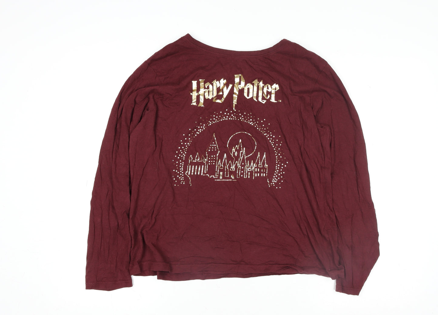 Harry Potter Women Red Long Sleeve Cotton T-Shirt Size M