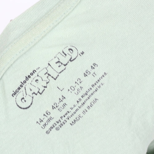 Garfield Women's Green T-Shirt Style Nightshirt L Funny Cartoon Print