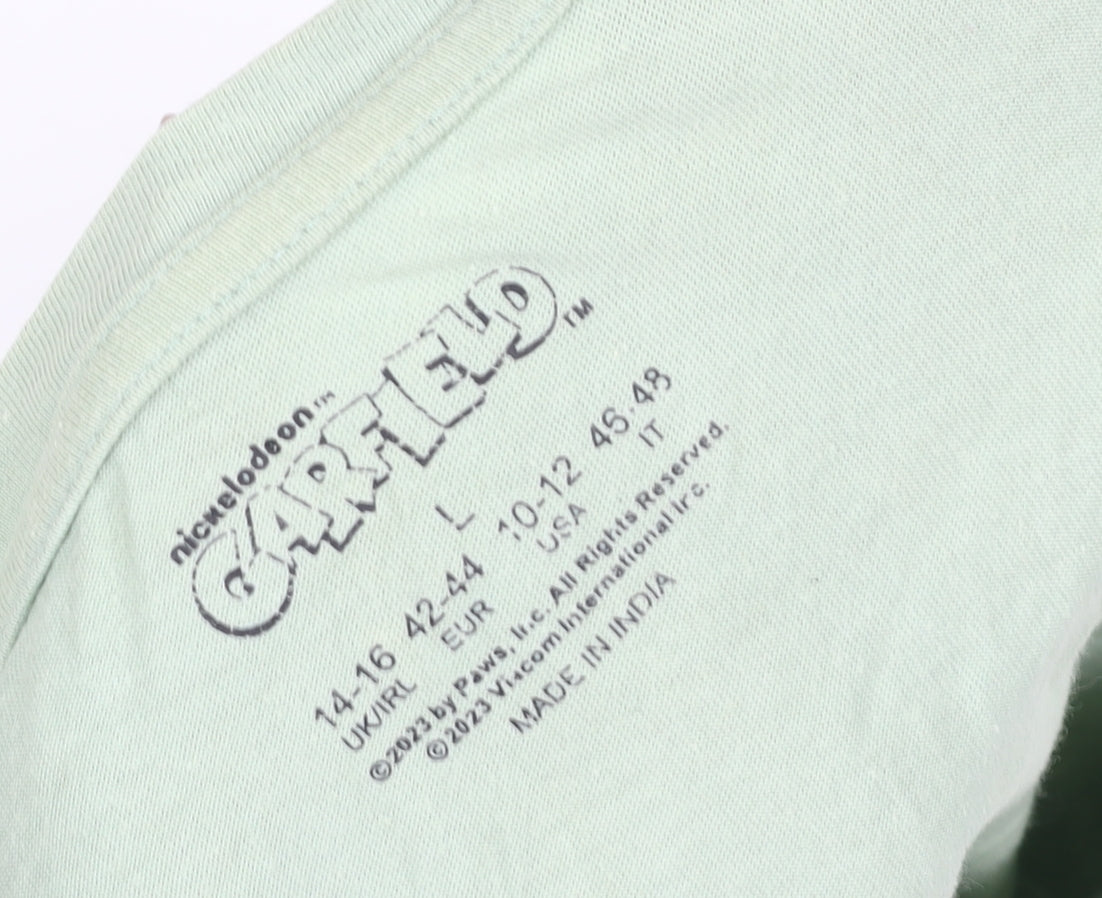 Garfield Women's Green T-Shirt Style Nightshirt L Funny Cartoon Print