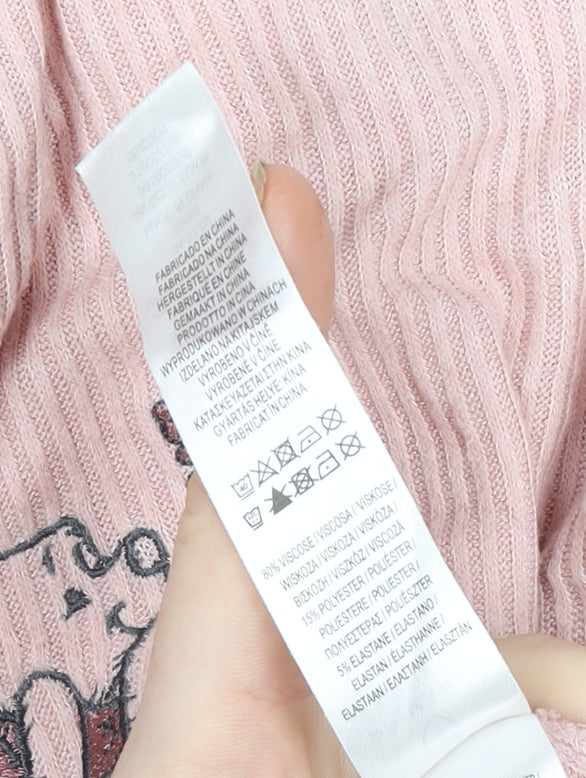 Primark Disney Winnie the Pooh Pink Long Sleeve Pyjama Top Women M