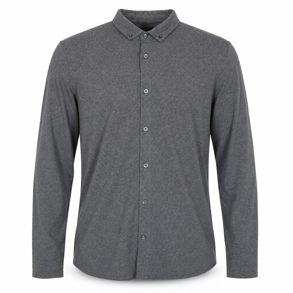 A&W85 Mens Grey Long Sleeve Polo Shirt Size L Cotton Blend