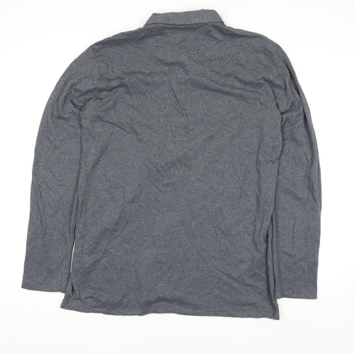A&W85 Mens Grey Long Sleeve Polo Shirt Size L Cotton Blend