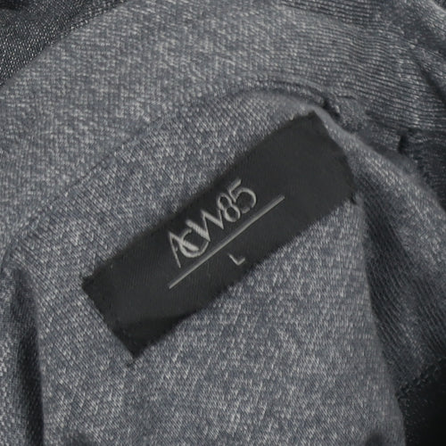 A&W85 Mens Grey Long Sleeve Polo Shirt Size L Cotton Blend