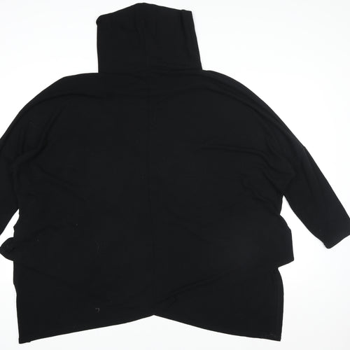 Roman Women Black Sequin Star Cowl Neck Long Sleeve Pullover Sweatshirt Size 20