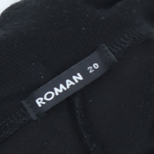 Roman Women Black Sequin Star Cowl Neck Long Sleeve Pullover Sweatshirt Size 20