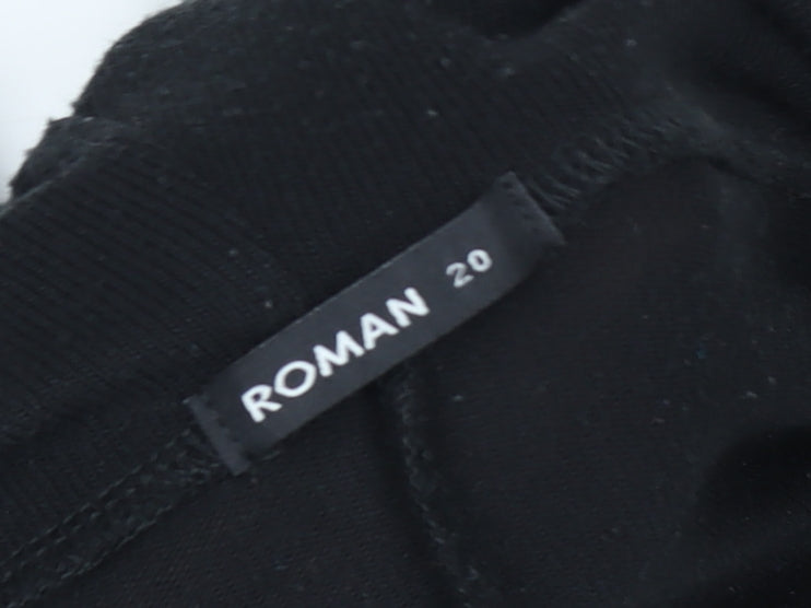 Roman Women Black Sequin Star Cowl Neck Long Sleeve Pullover Sweatshirt Size 20