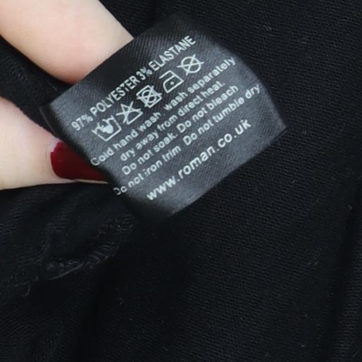 Roman Women Black Sequin Star Cowl Neck Long Sleeve Pullover Sweatshirt Size 20