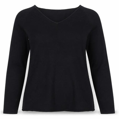 Luisa Cerano Women's Black Wool Blend V-Neck Long Sleeve Knit Top Size 14