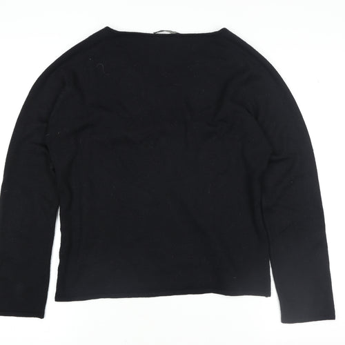 Luisa Cerano Women's Black Wool Blend V-Neck Long Sleeve Knit Top Size 14