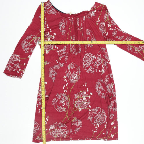 White Stuff Women's Red Floral Knee Length Shift Dress Size 12