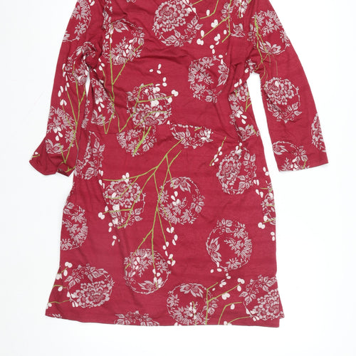 White Stuff Women's Red Floral Knee Length Shift Dress Size 12