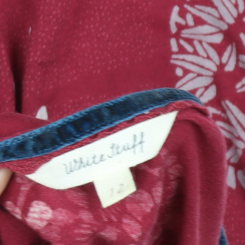 White Stuff Women's Red Floral Knee Length Shift Dress Size 12