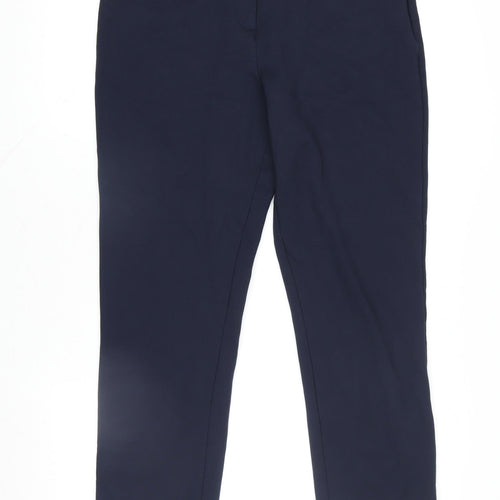 Dunnes Stores Women's Navy Blue Stretch Straight Leg Trousers Size 12