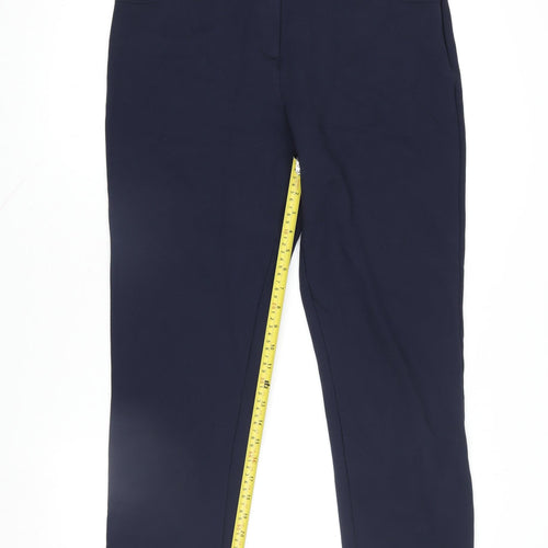 Dunnes Stores Women's Navy Blue Stretch Straight Leg Trousers Size 12