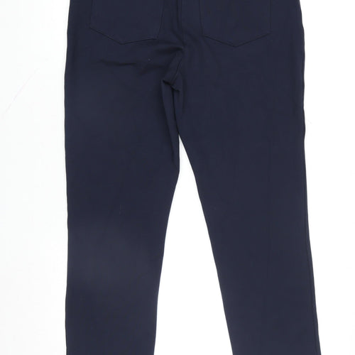 Dunnes Stores Women's Navy Blue Stretch Straight Leg Trousers Size 12