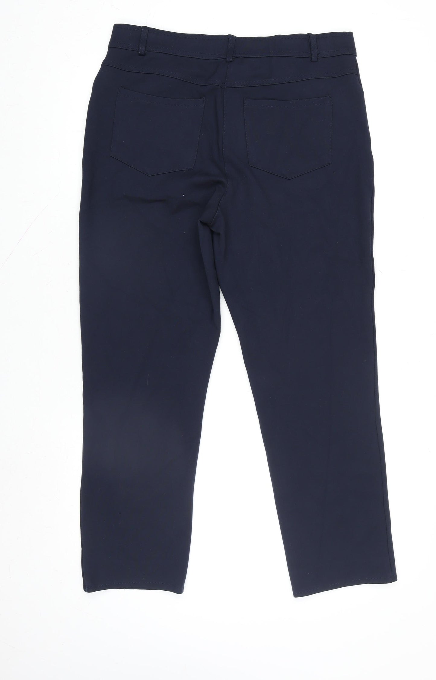 Dunnes Stores Women's Navy Blue Stretch Straight Leg Trousers Size 12