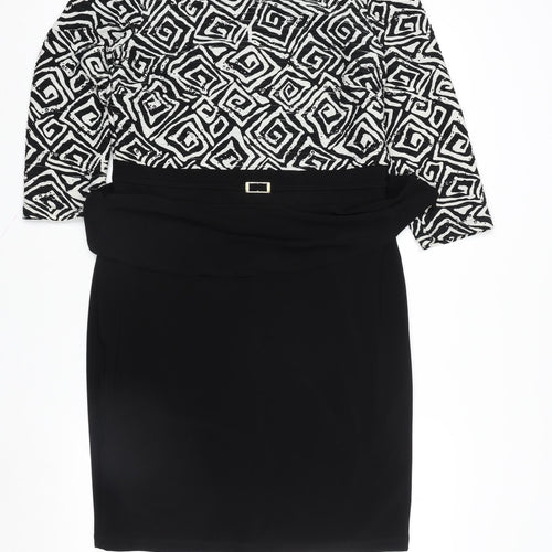 Frank Lyman Women’s Black Geometric Sheath Dress Size 14