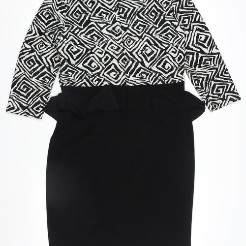 Frank Lyman Women’s Black Geometric Sheath Dress Size 14