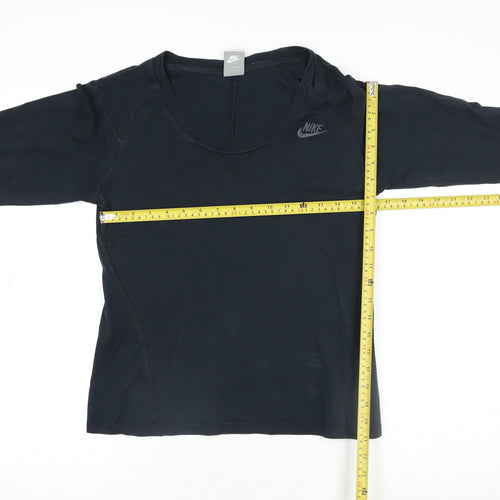 Nike Women's Black Long Sleeve Cotton Crew Neck Top M