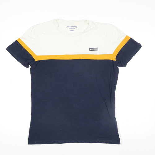 Jack & Jones Mens Multicoloured Cotton Crew Neck T-Shirt Size M
